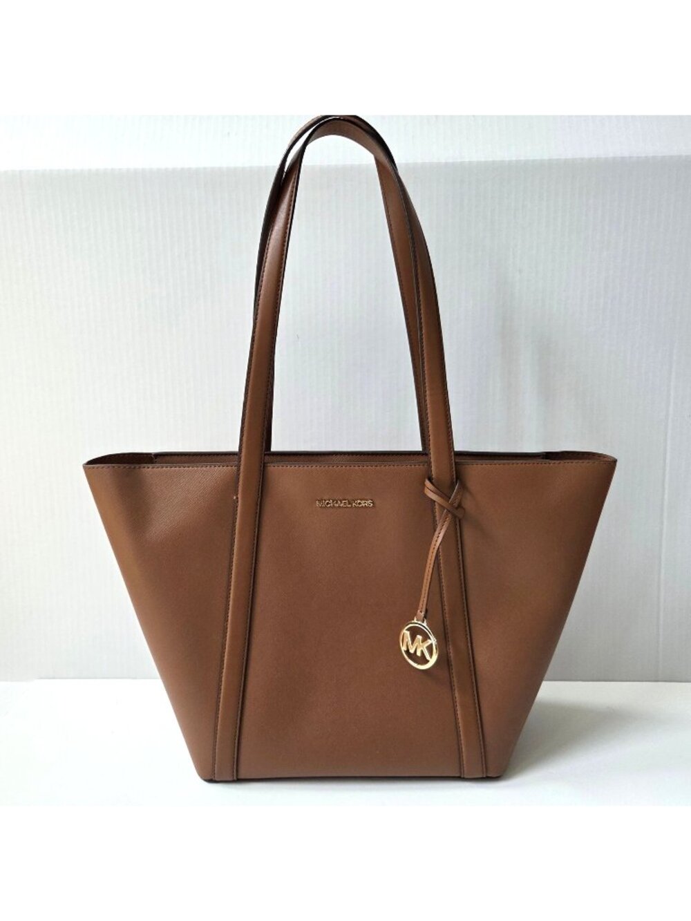 Michael Kors Tote Brown Jet Set Travel Coated Canvas Large Carry On Shopping Bag